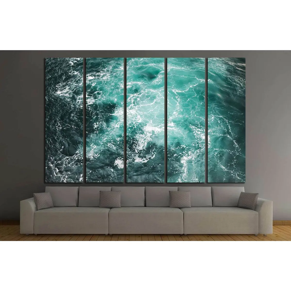 Stormy Ocean Canvas Art – Deep Blue Sea Surface Featuring Crashing White Foam Waves, Ready-to-Hang Wall Decor #1404 - Image 3
