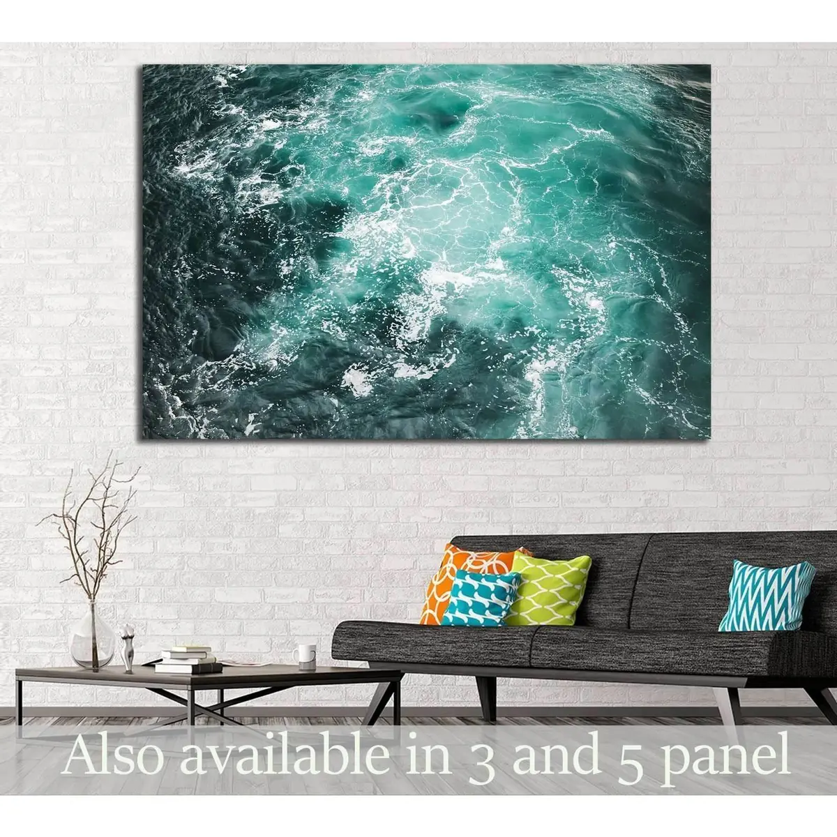 Deep Blue Stormy Sea Water Surface With White Foam №1404 Ready To Hang Canvas Print 1