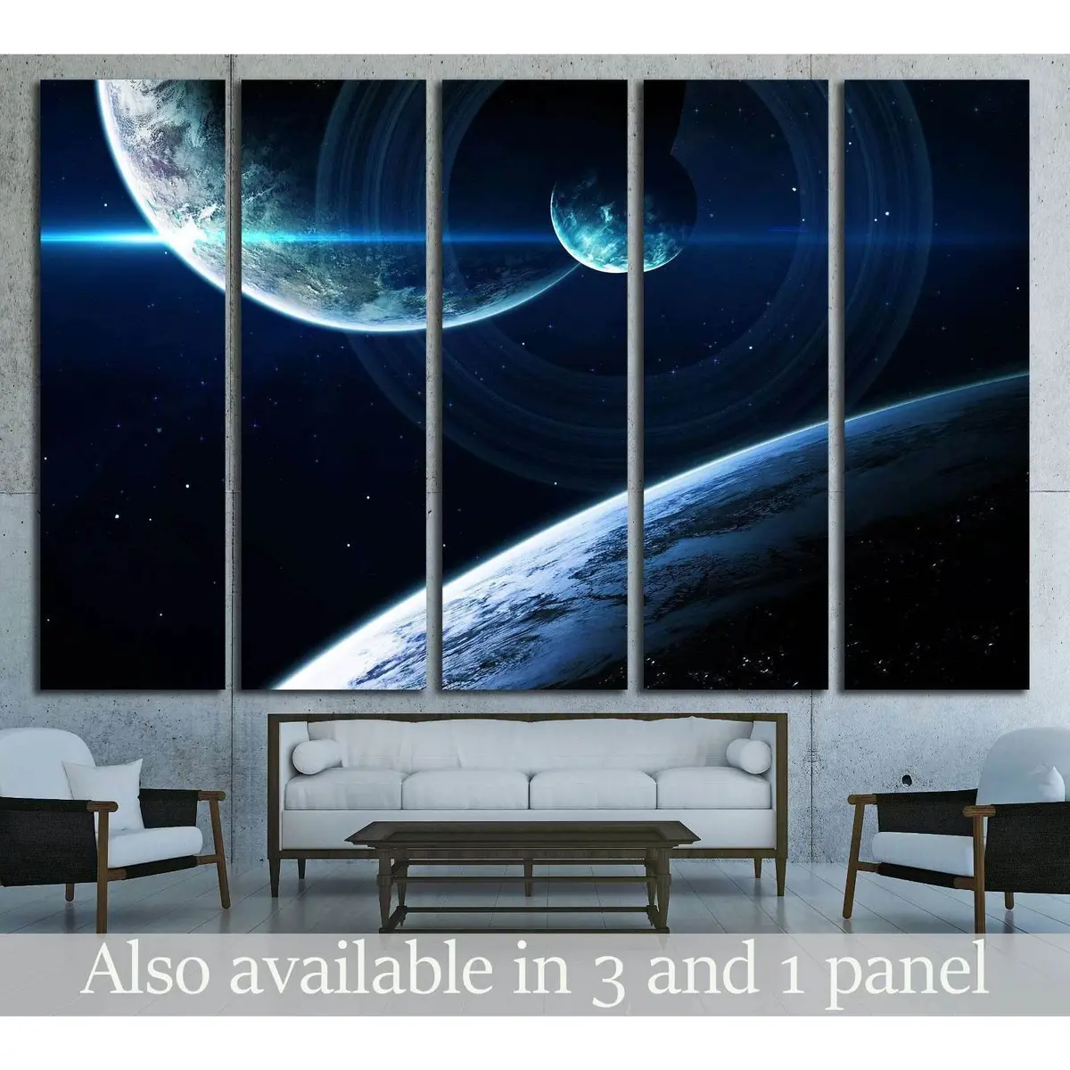Celestial Canvas Art: Nebula, Planet, Galaxy & Star Composition — Ready-to-Hang Wall Decor #2430