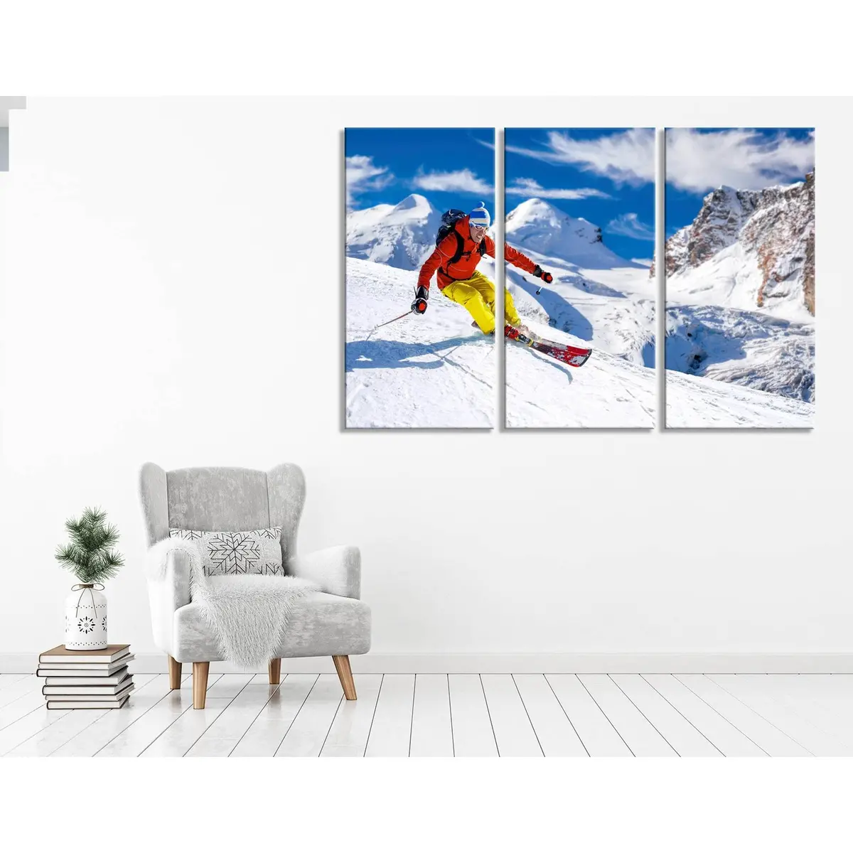 Descent Of The Skier From The Mountain On A Sunny Day №04447 Ready To Hang Canvas Print 5