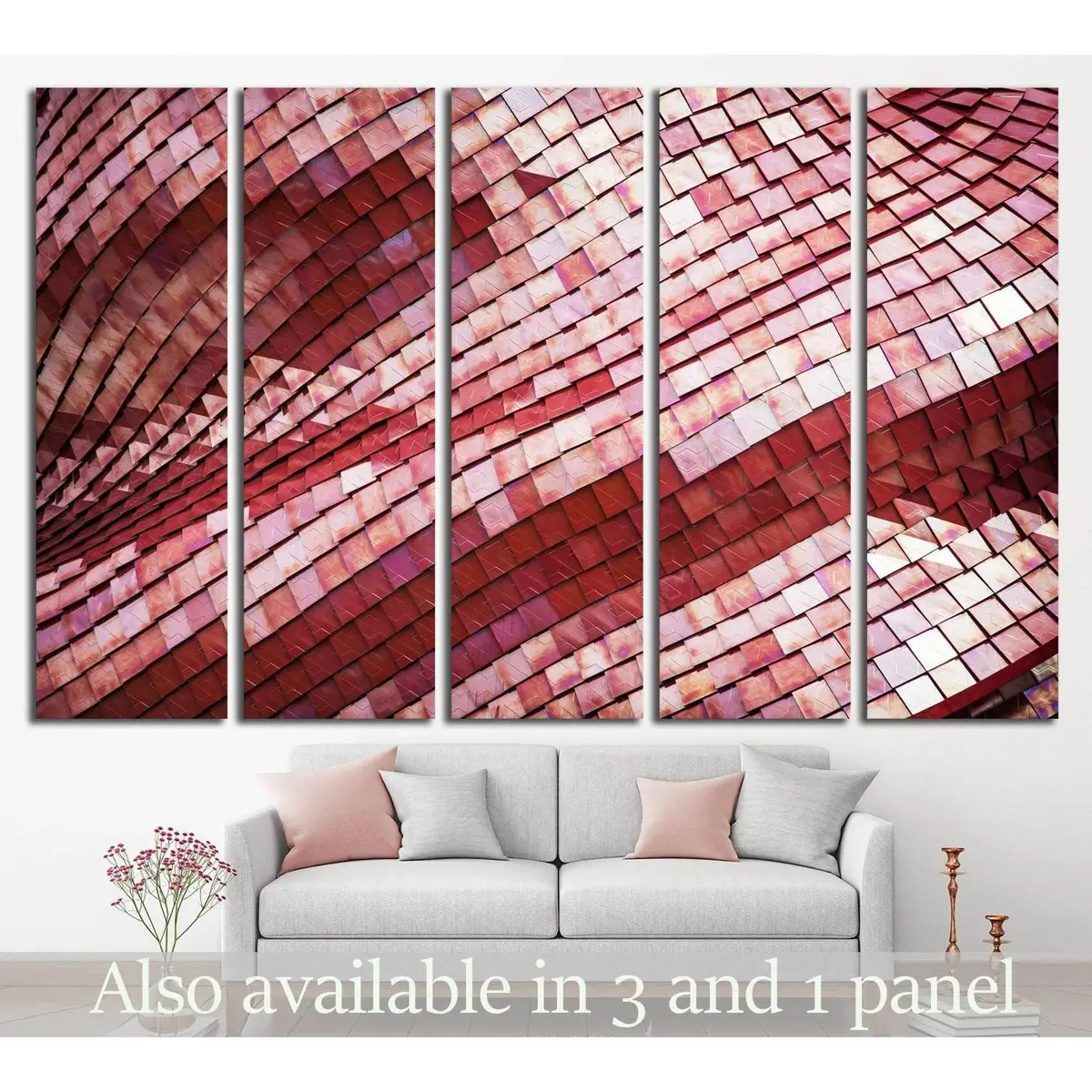 Futuristic Red Roof Detail – Exhibition Pavilion #1600 Canvas Wall Art (Ready to Hang)