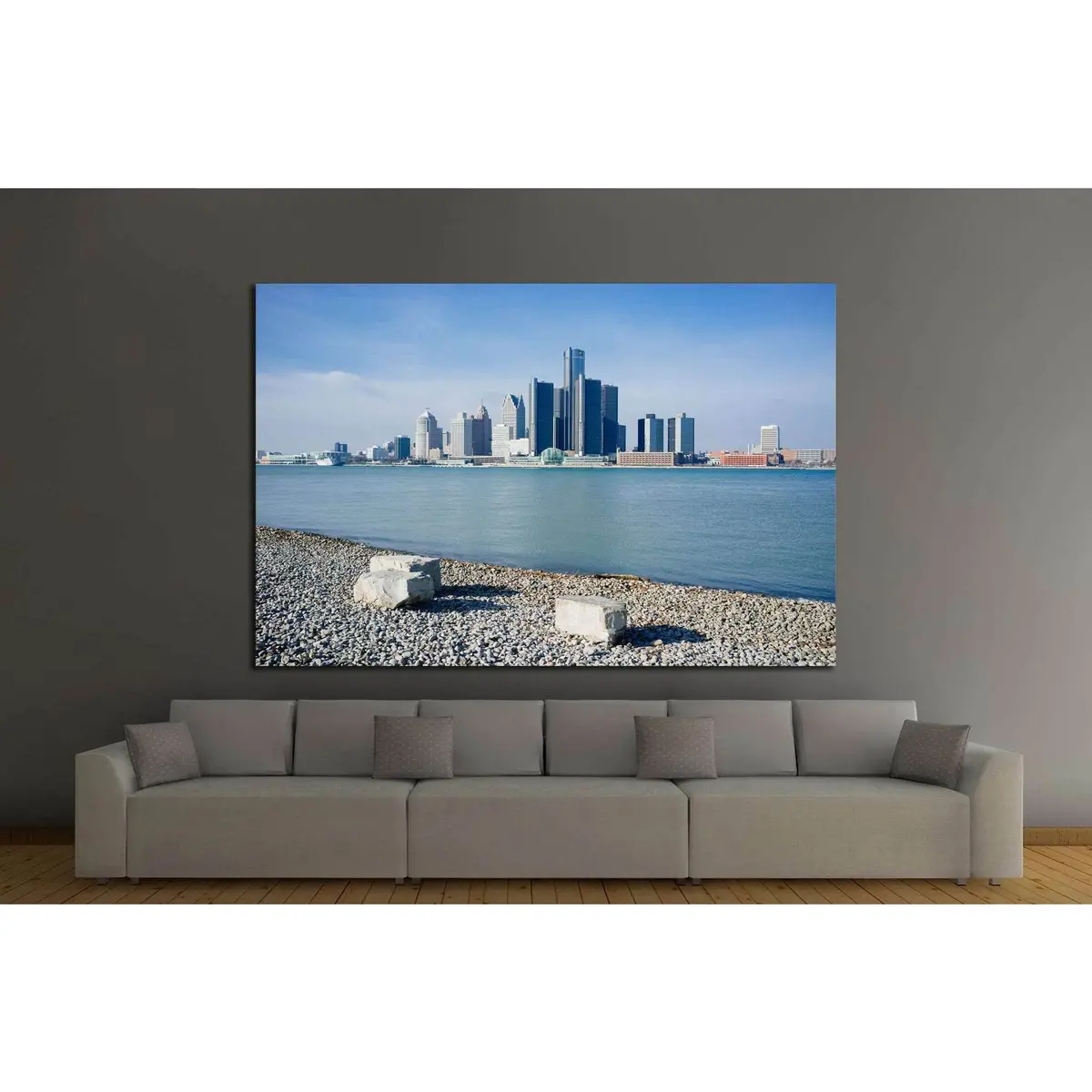 Detroit City, Riverfront Trail, Windsor, Ontario №1274 Ready To Hang Canvas Print 2