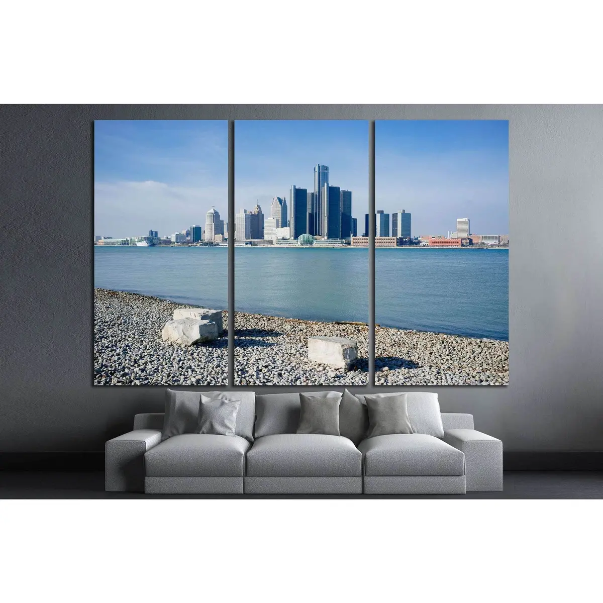Detroit City, Riverfront Trail, Windsor, Ontario №1274 Ready To Hang Canvas Print 5