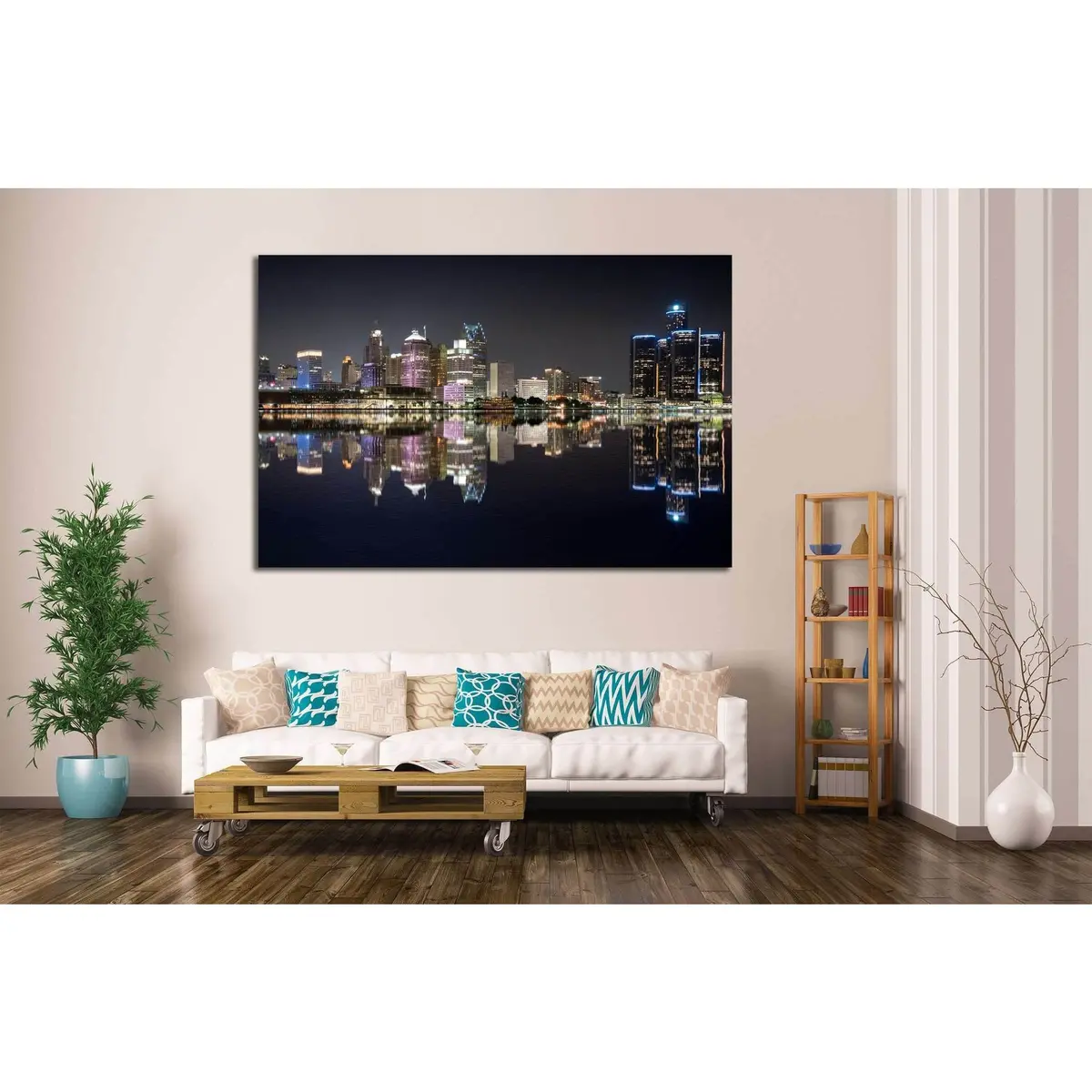 Detroit Cityscape №132 Ready To Hang Canvas Print 3