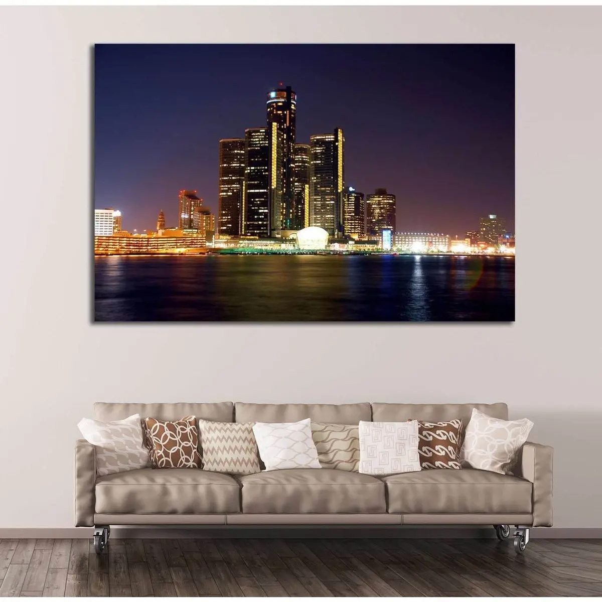Detroit Cityscape №134 Ready To Hang Canvas Print 2