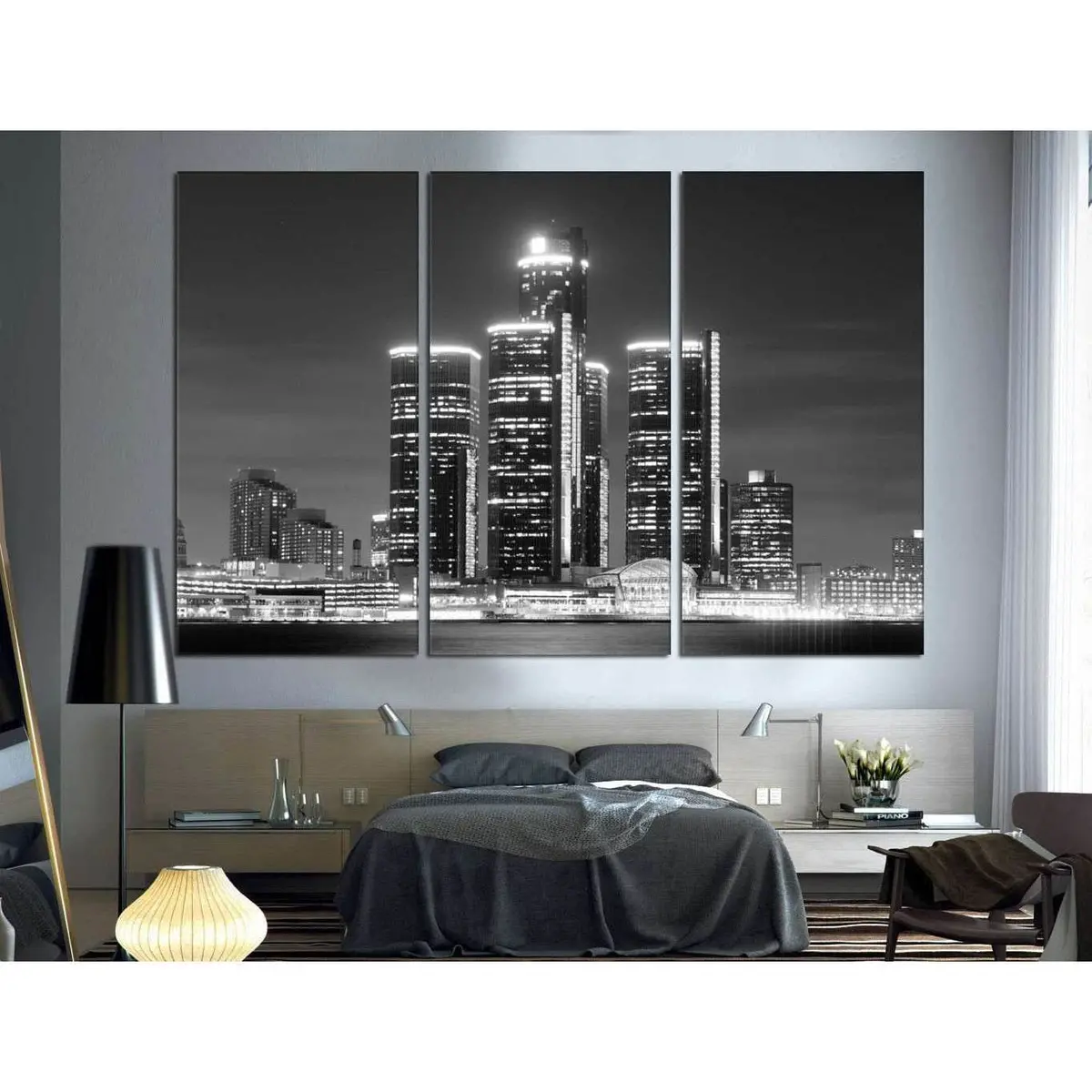 Detroit Skyline №1100 Ready To Hang Canvas Print 5