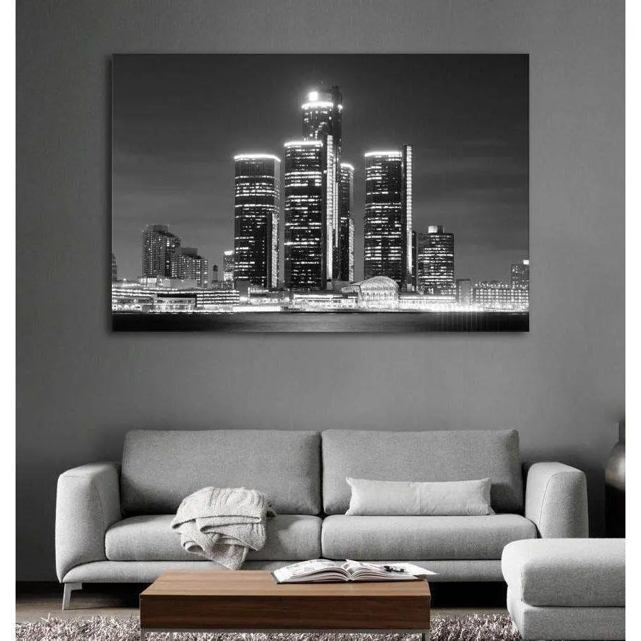 Detroit Skyline №1100 Ready To Hang Canvas Print 2