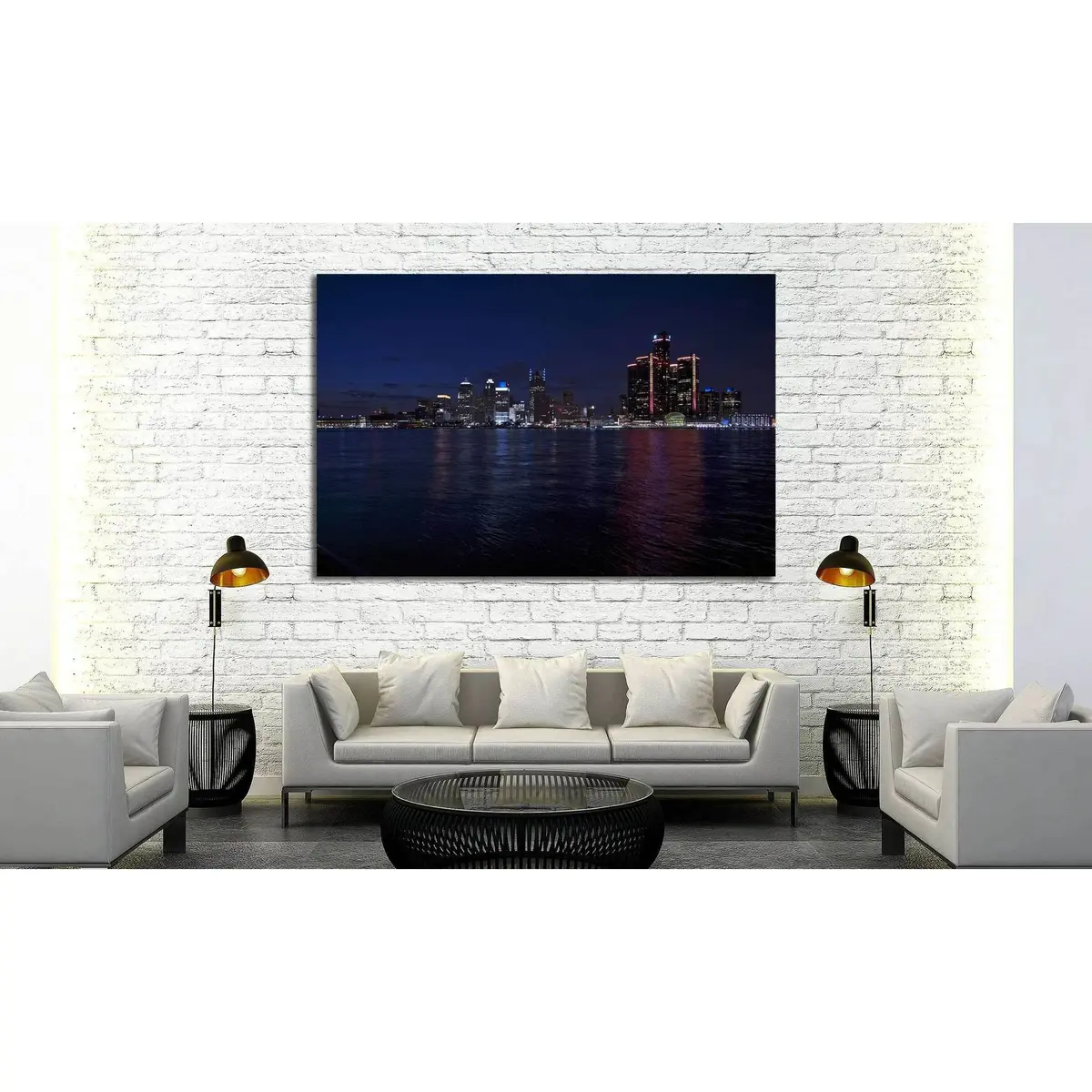 Detroit Skyline №133 Ready To Hang Canvas Print 3