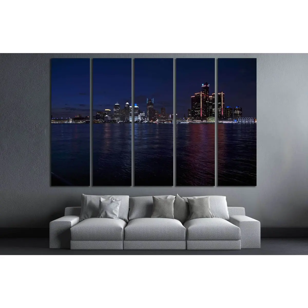 Detroit Skyline #133 Premium Canvas Wall Art – Ready to Hang - Image 3