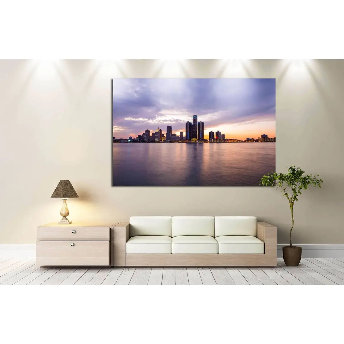 Detroit Skyline №135 Ready To Hang Canvas Print 3