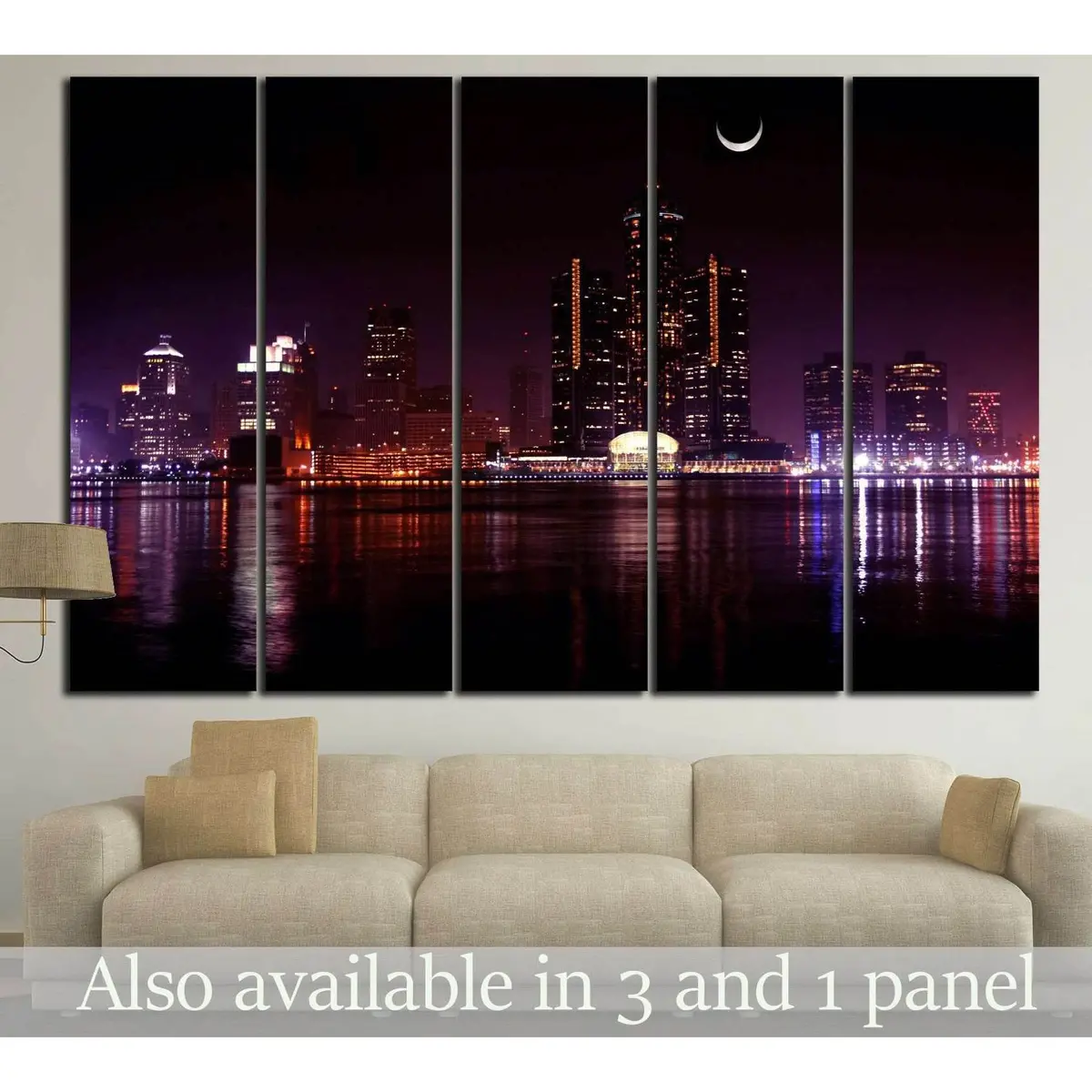 Detroit Cityscape Canvas Art №136 – Premium Ready-to-Hang Wall Decor