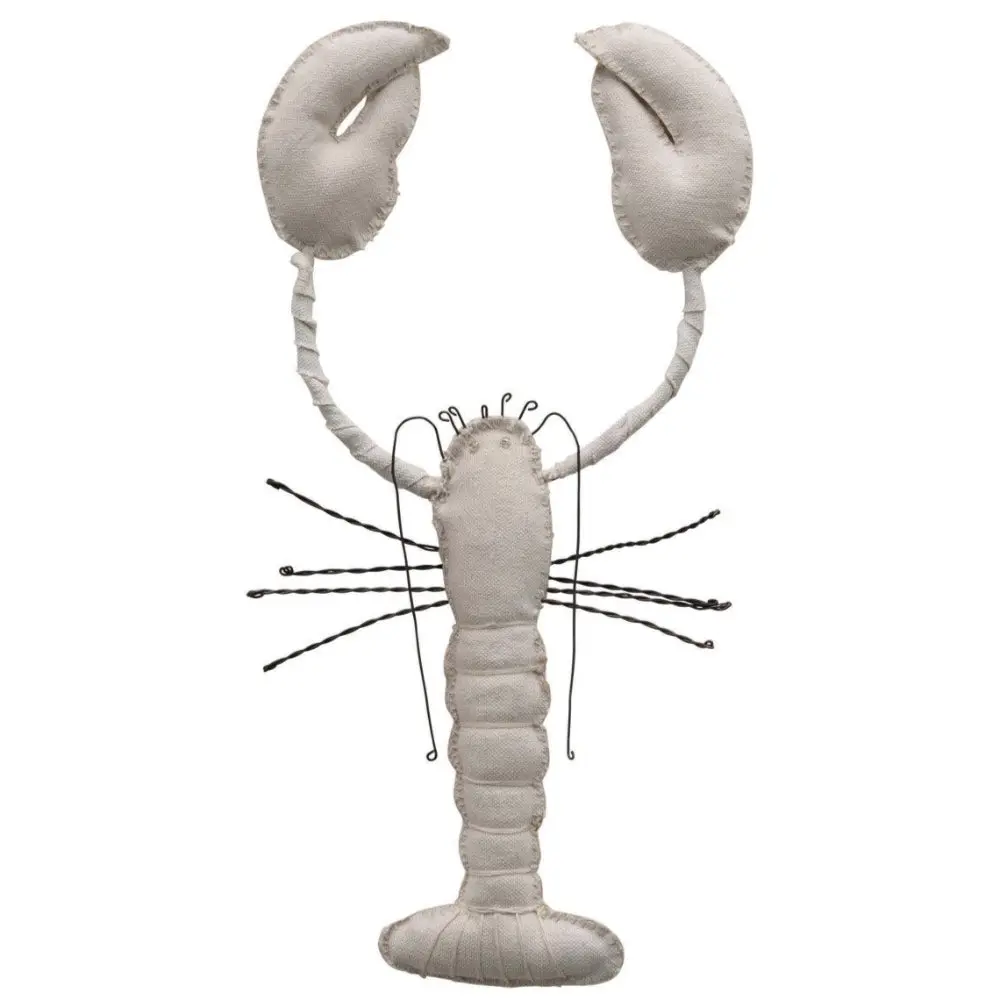 Recycled Canvas & Wire Lobster Hanging Sculpture - 8.25" X 15.25" 1