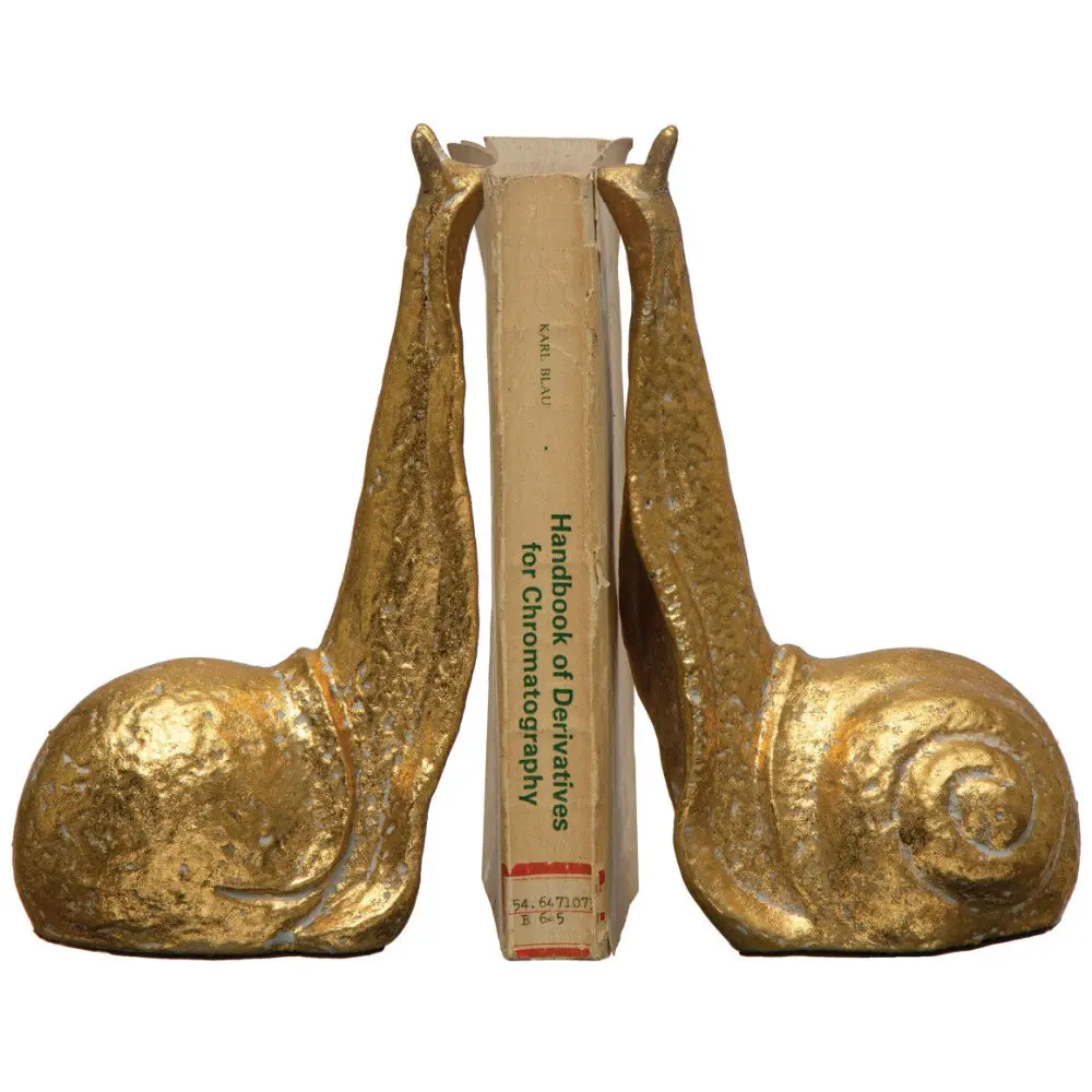 Distressed Gold-Finished Cast Iron Snail Bookends - 2 Pc. 1