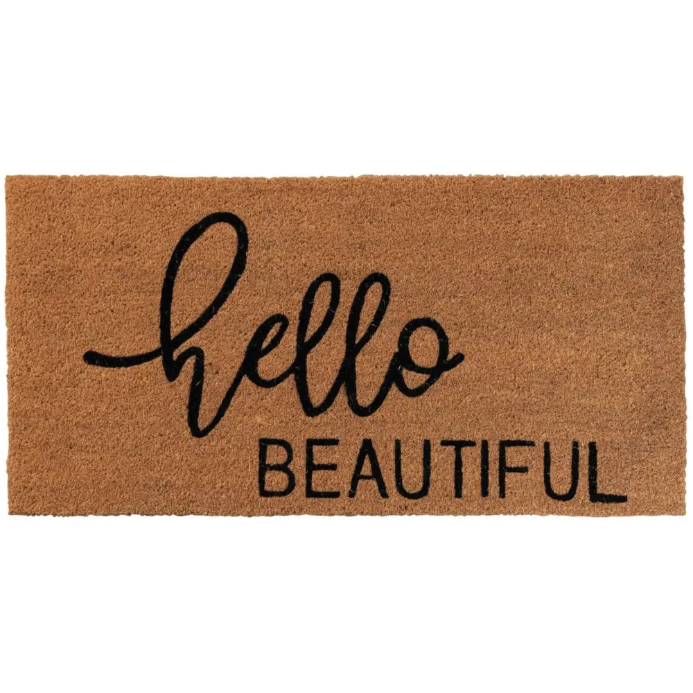 "Hello Beautiful" Coir Mat - 16" X 32" 1