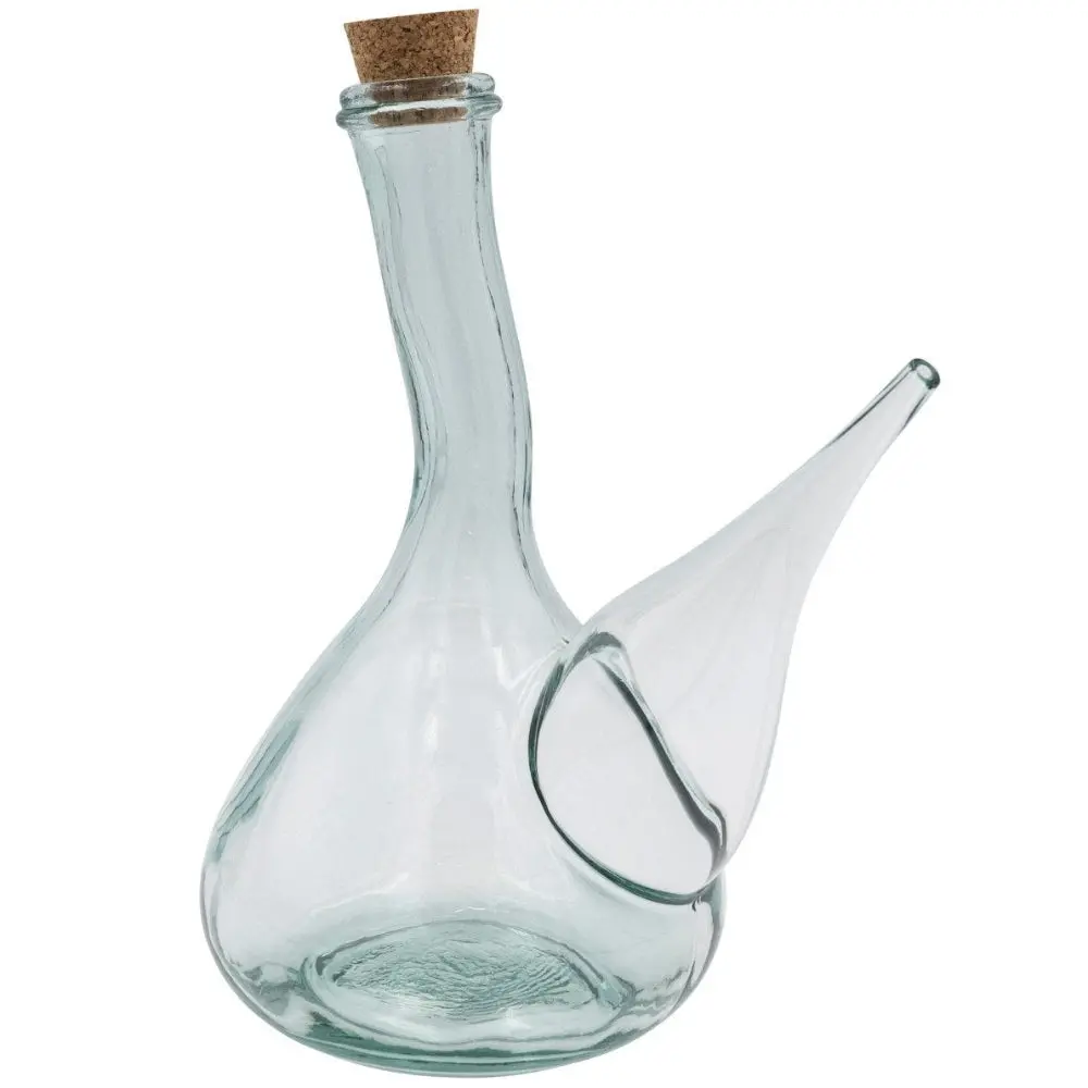 Hand-Blown Recycled Glass Wine Cruet W/ Stopper - 1 Qt. 1