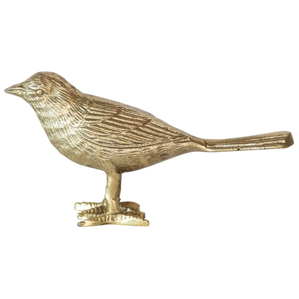 Gold-Finished Cast Aluminum Bird Figurine - 7" 1
