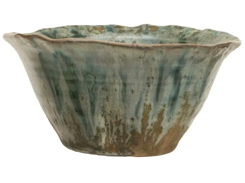 Crackle Glaze Sage Green Stoneware Bowl - 4.5" 1