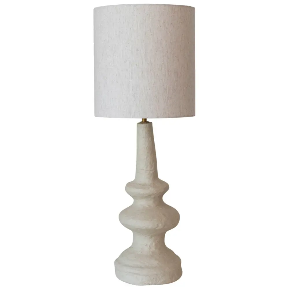 Paper Mache Swiveling Table Lamp W/ Cotton Shade - 28" 1