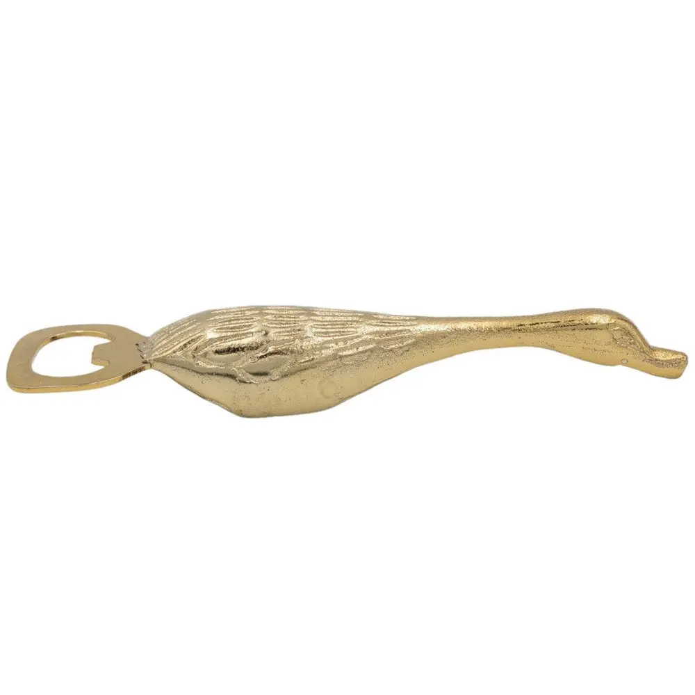 Gold-Finished Cast Aluminum Duck Bottle Opener - 7" 1