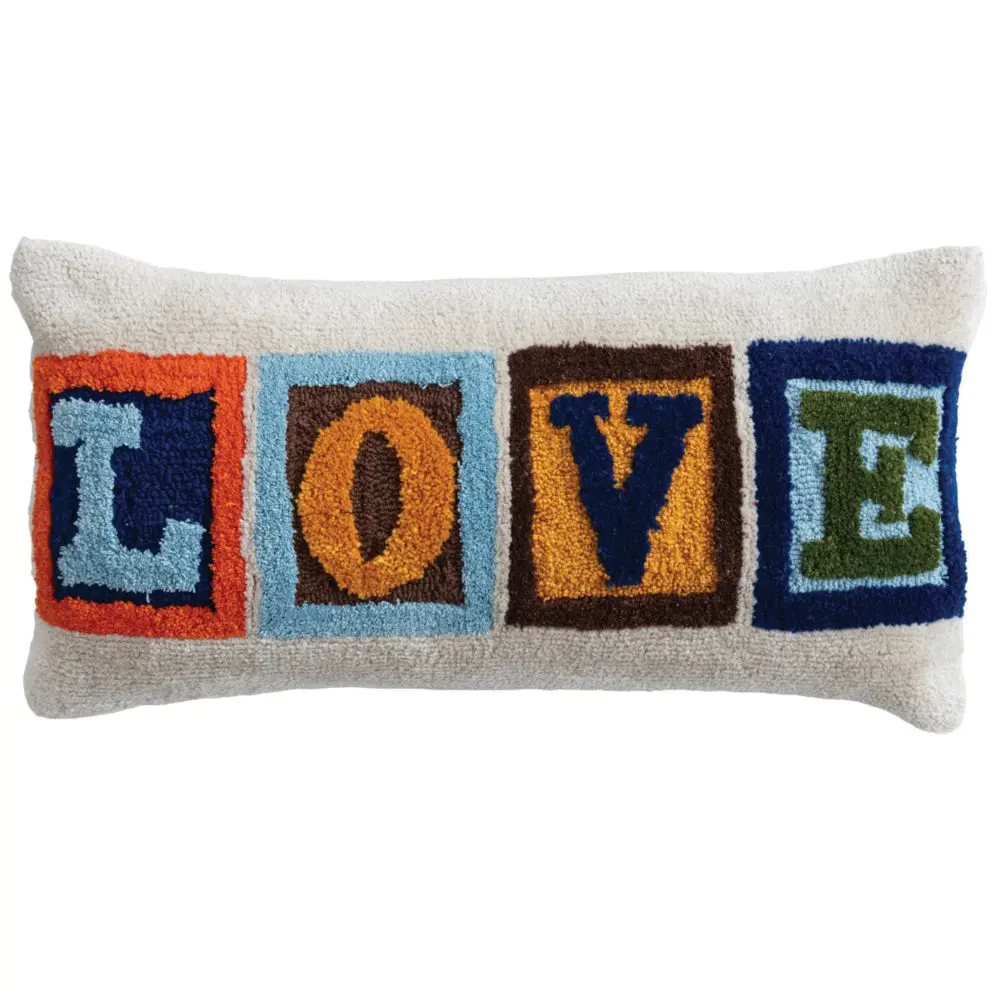 Tufted Polyester "Love" Lumbar Pillow - 14" X 28" 1