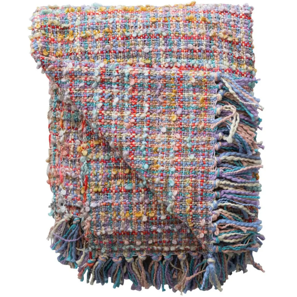 Multicolored Recycled Cotton Slub Throw Blanket - 50" X 60" 1