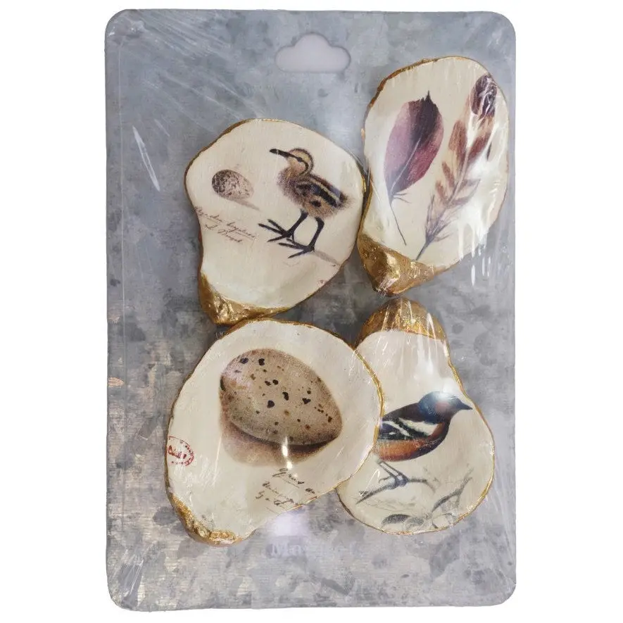 Gold-Rimmed Vintage Reproduction Oyster Shell Magnets - 4 Pc. 1