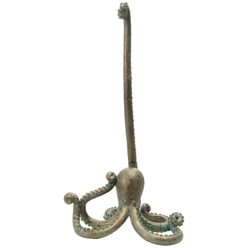 Verdigris-Finished Resin Octopus Paper Towel Roll Holder - 18.25" 1
