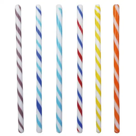 Hand-Blown Candy Cane Stripe Glass Cocktail Stir Sticks - 6 Pc. 1