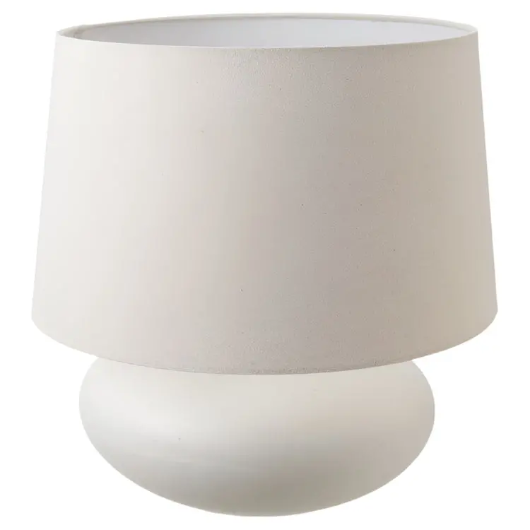 White Stoneware Table Lamp W/ Linen Shade - 16" 1