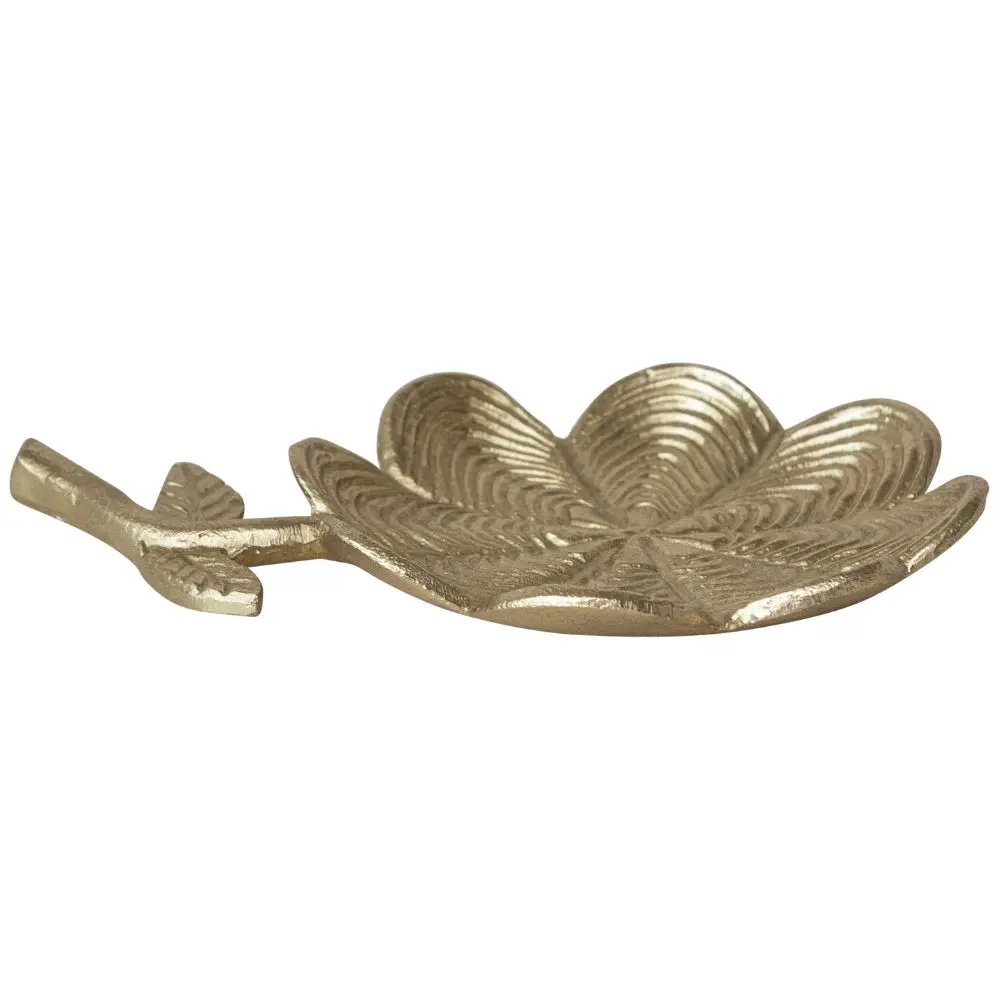 Gold-Finished Cast Aluminum Flower Petal Dish - 6" X 8.5" 1