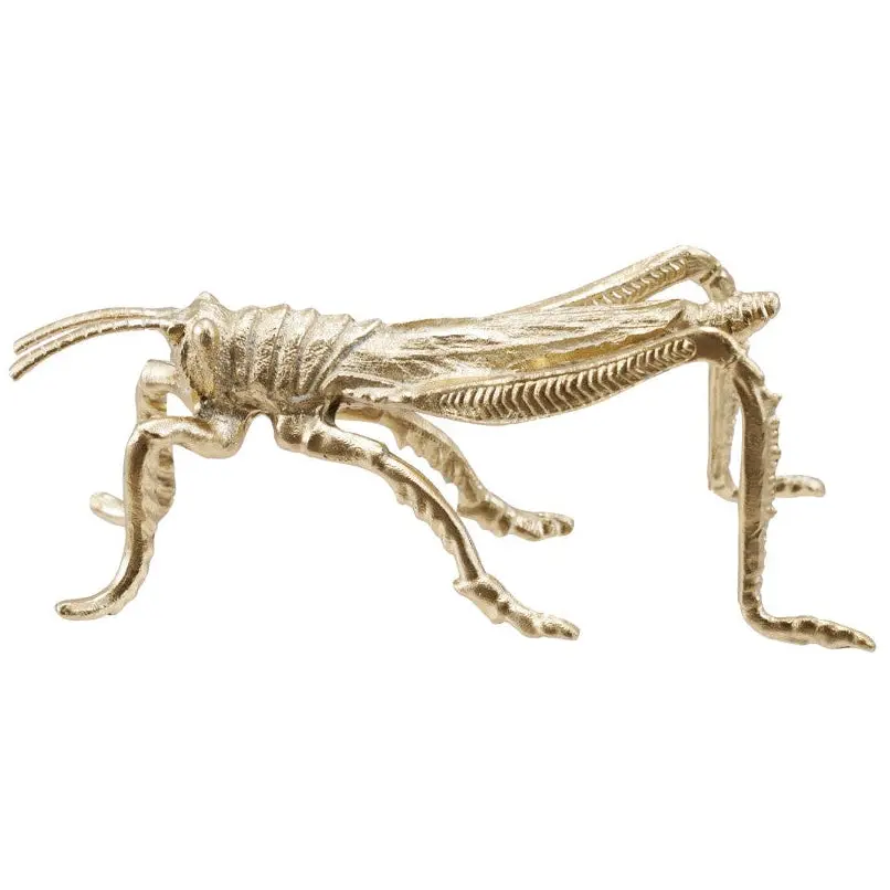 Gold-Toned Pewter Grasshopper Figurine - 2.25" X 6" 1