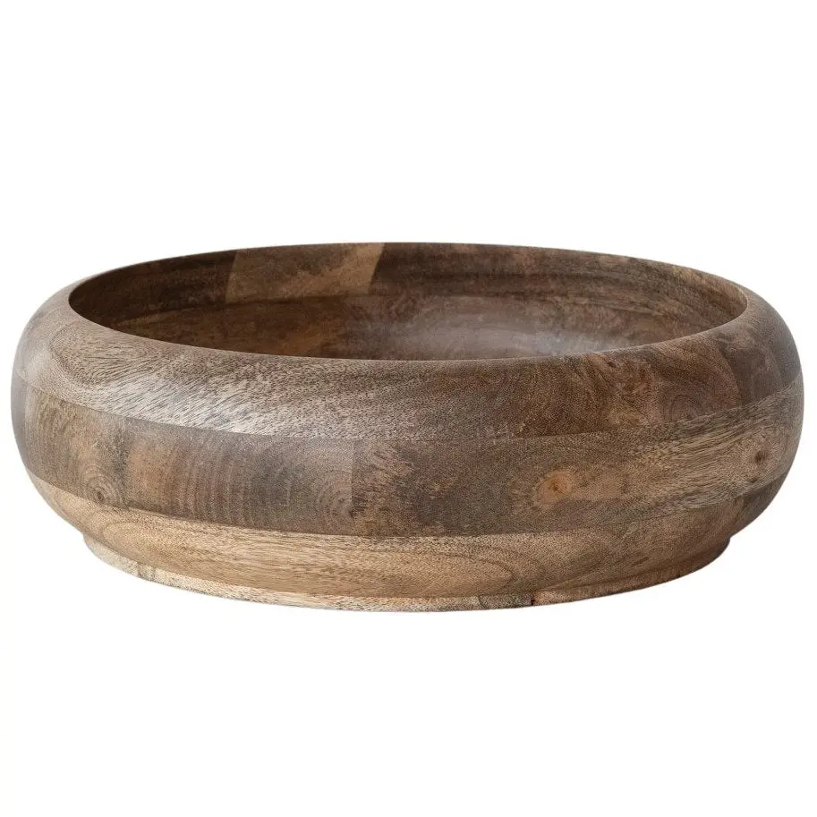 Rounded Natural Mango Wood Fruit Bowl - 14" 1
