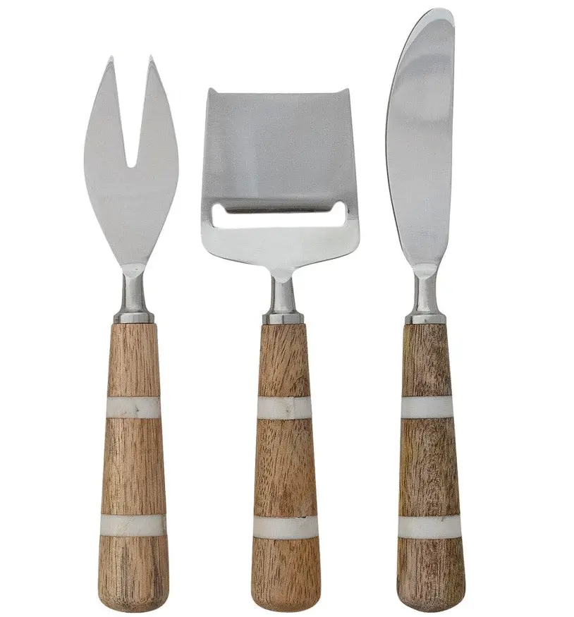 Mango Wood & Resin Handle Stainless Steel Cheese Knives - 3 Pc. 1