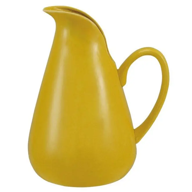 Vintage-Style Glazed Yellow Stoneware Pitcher - 1.75 Qt. 1