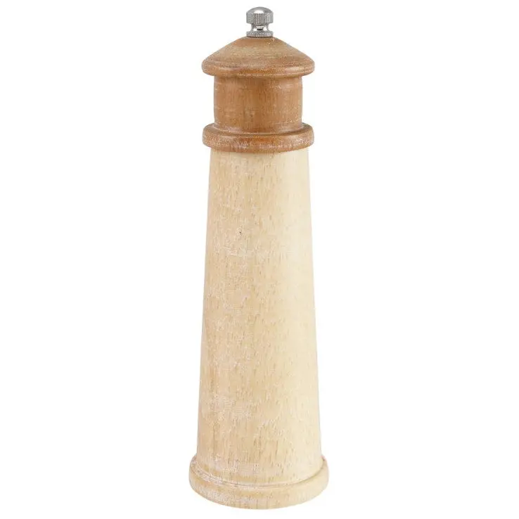 Lighthouse-Shaped Rubberwood Spice Grinder - 8" 1