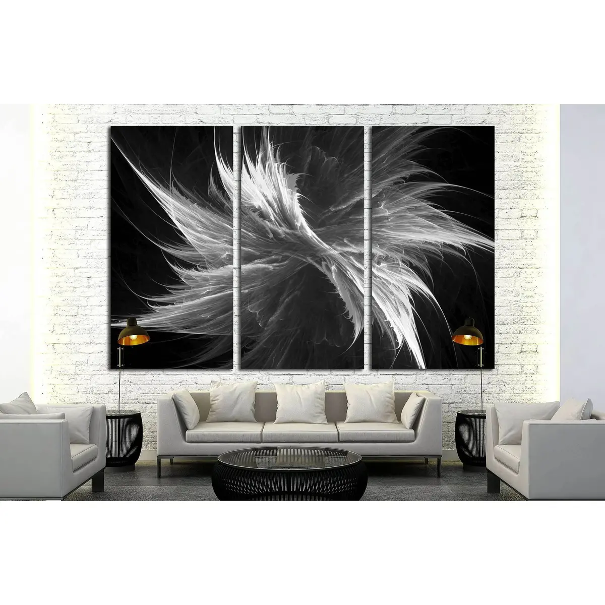 Digital Abstract Fractal Background Generated At Computer In Black And White №2892 Ready To Hang Canvas Print 5
