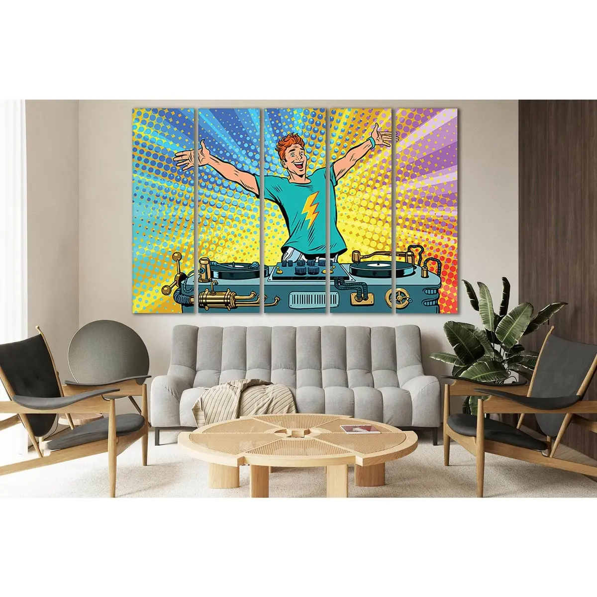 Pop Art DJ Club Party Canvas Wall Art – SL553, Ready to Hang