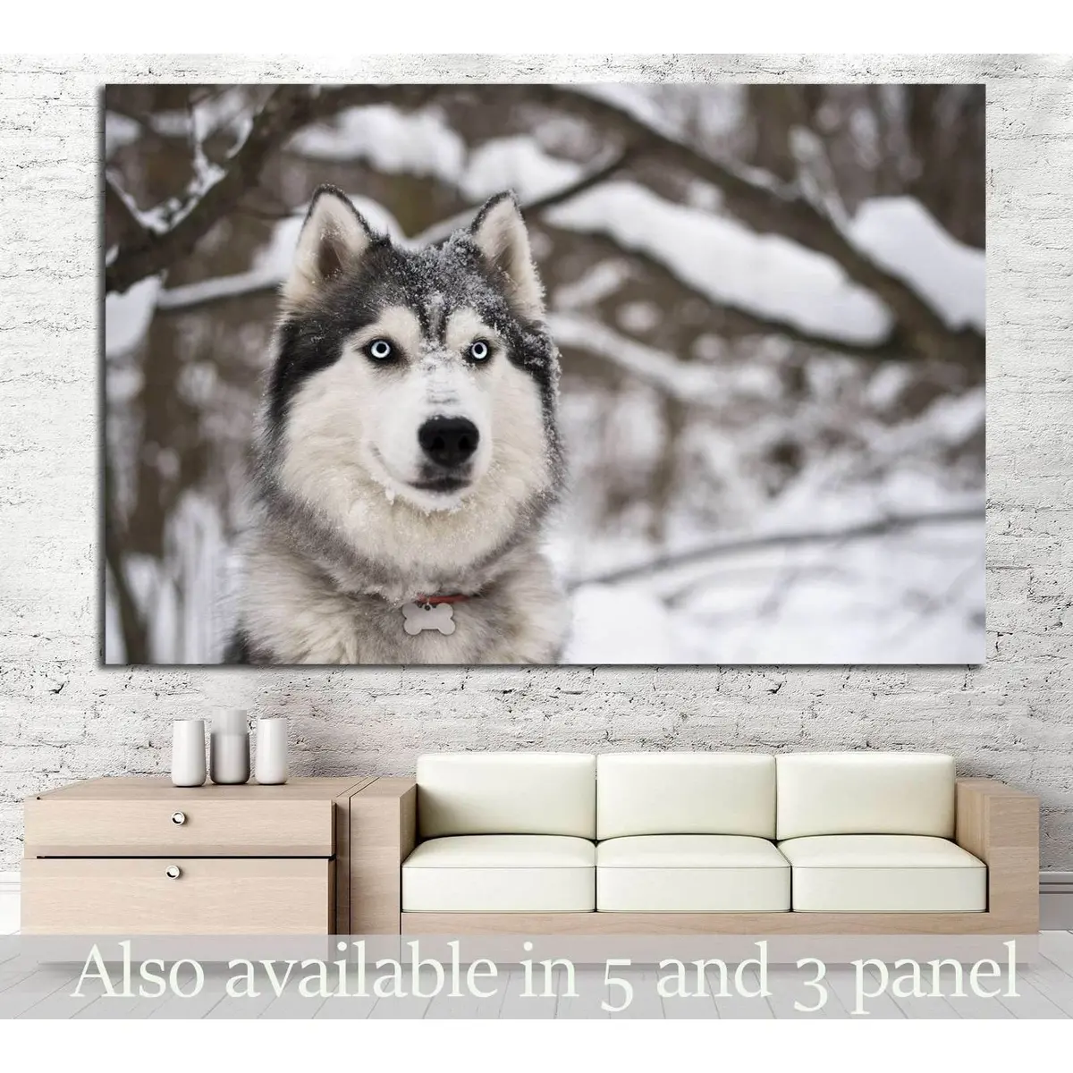 Dog And Snow №1 Ready To Hang Canvas Print 1