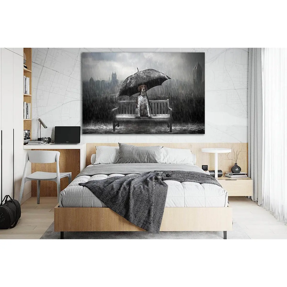 Dog Under Umbrella №Sl1016 Ready To Hang Canvas Print 1