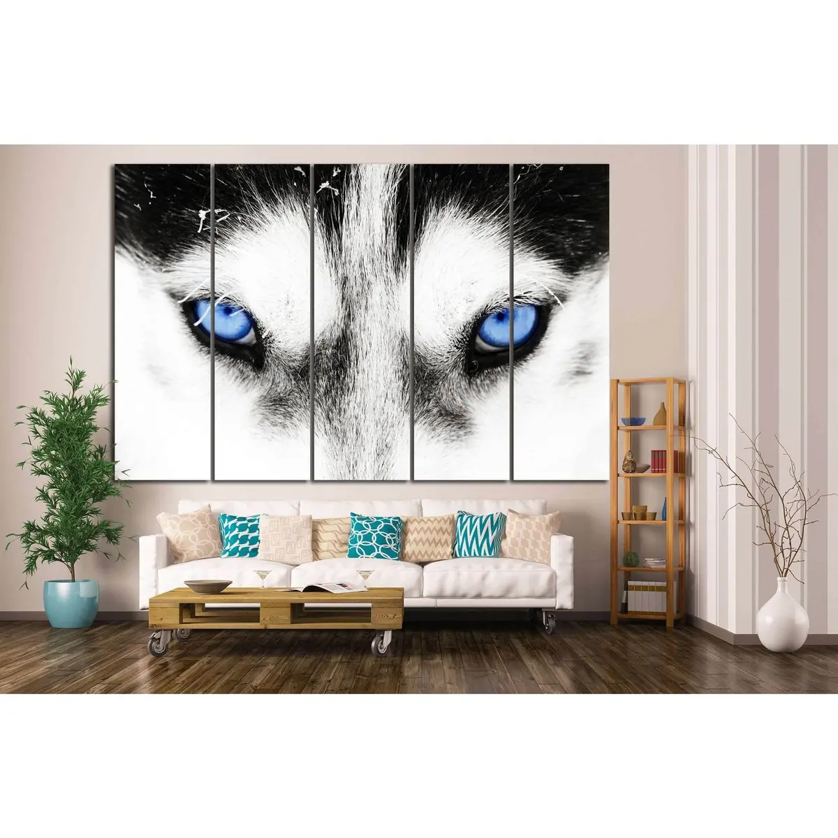 Blue-Eyed Dog Canvas Wall Art – Number 10, Pre-Strung for Hanging - Image 3