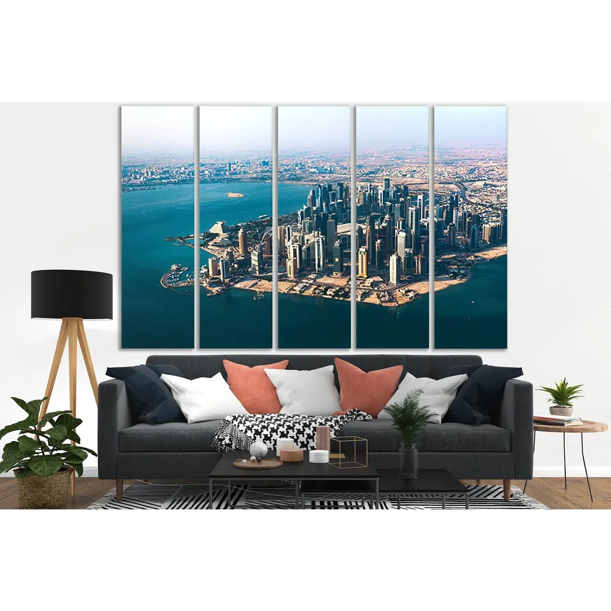 Doha Festival City Skyline Canvas Art – Pre-Installed Hanging Hardware, Premium Quality Wall Decor - Image 3