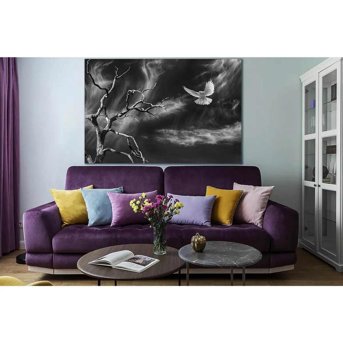 Dove And Tree Black And White №Sl839 Ready To Hang Canvas Print 2