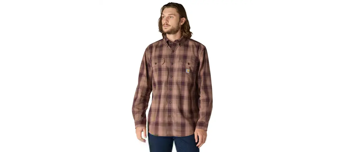 Carhartt Loose Fit Midweight Chambray Long-Sleeve Plaid Shirt Men's 1