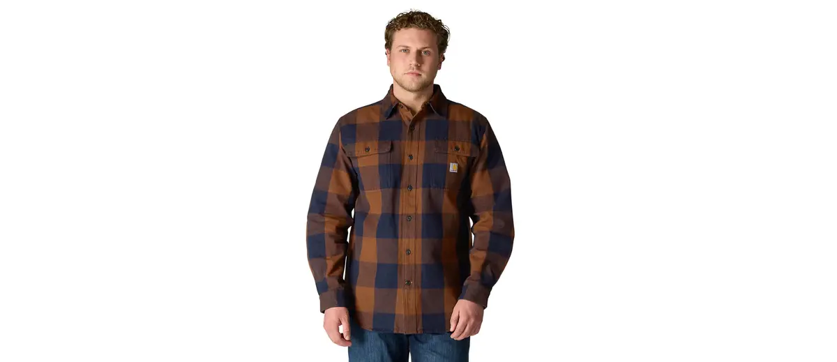 Men's Carhartt Heavyweight Plaid Flannel Shirt – Loose Fit, Long Sleeve
