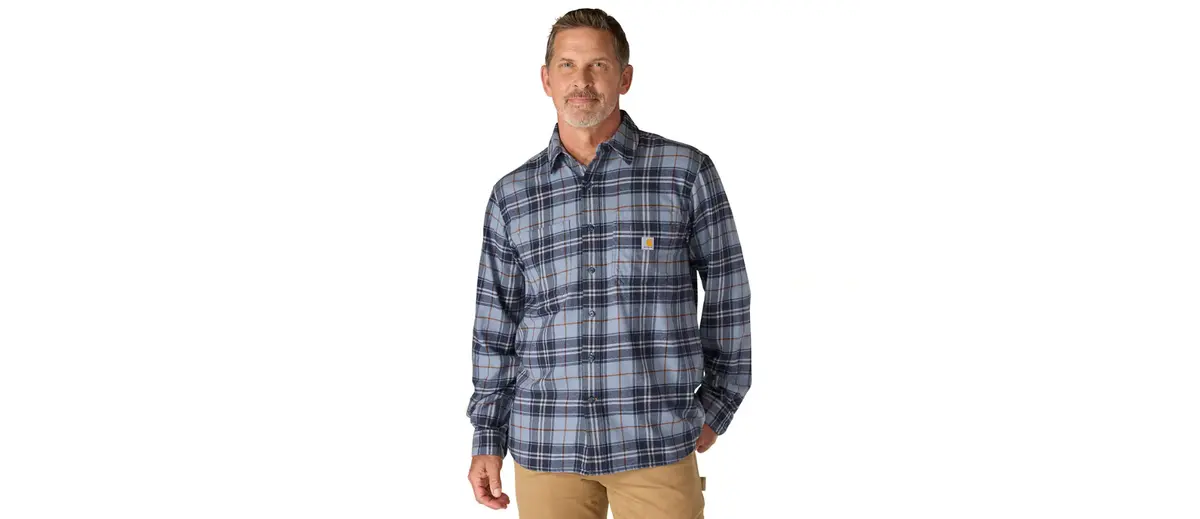 Carhartt Men's Relaxed-Fit Flannel Shirt – Rugged Flex Midweight Plaid Long Sleeve