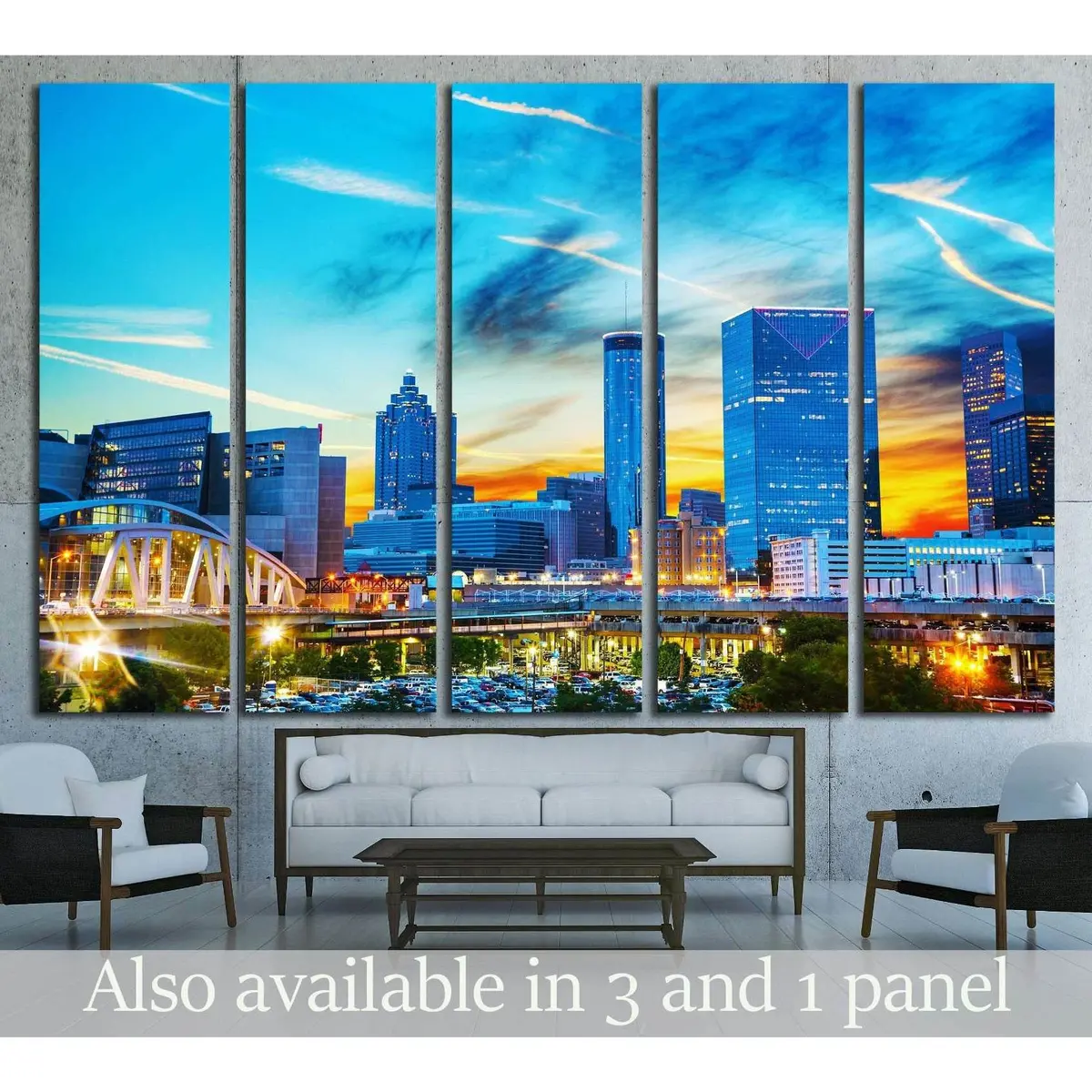 Atlanta Downtown Night Skyline Canvas Wall Art – Ready-to-Hang Print #2171