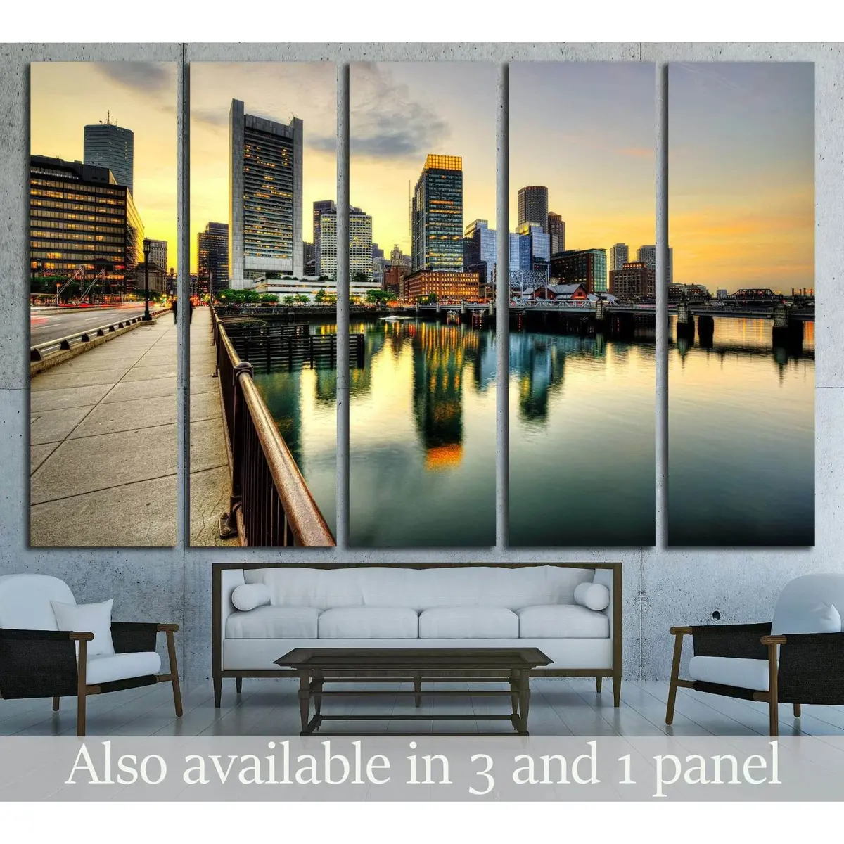 Boston Financial District Skyline Canvas Wall Art – Ready-to-Hang Print #2080