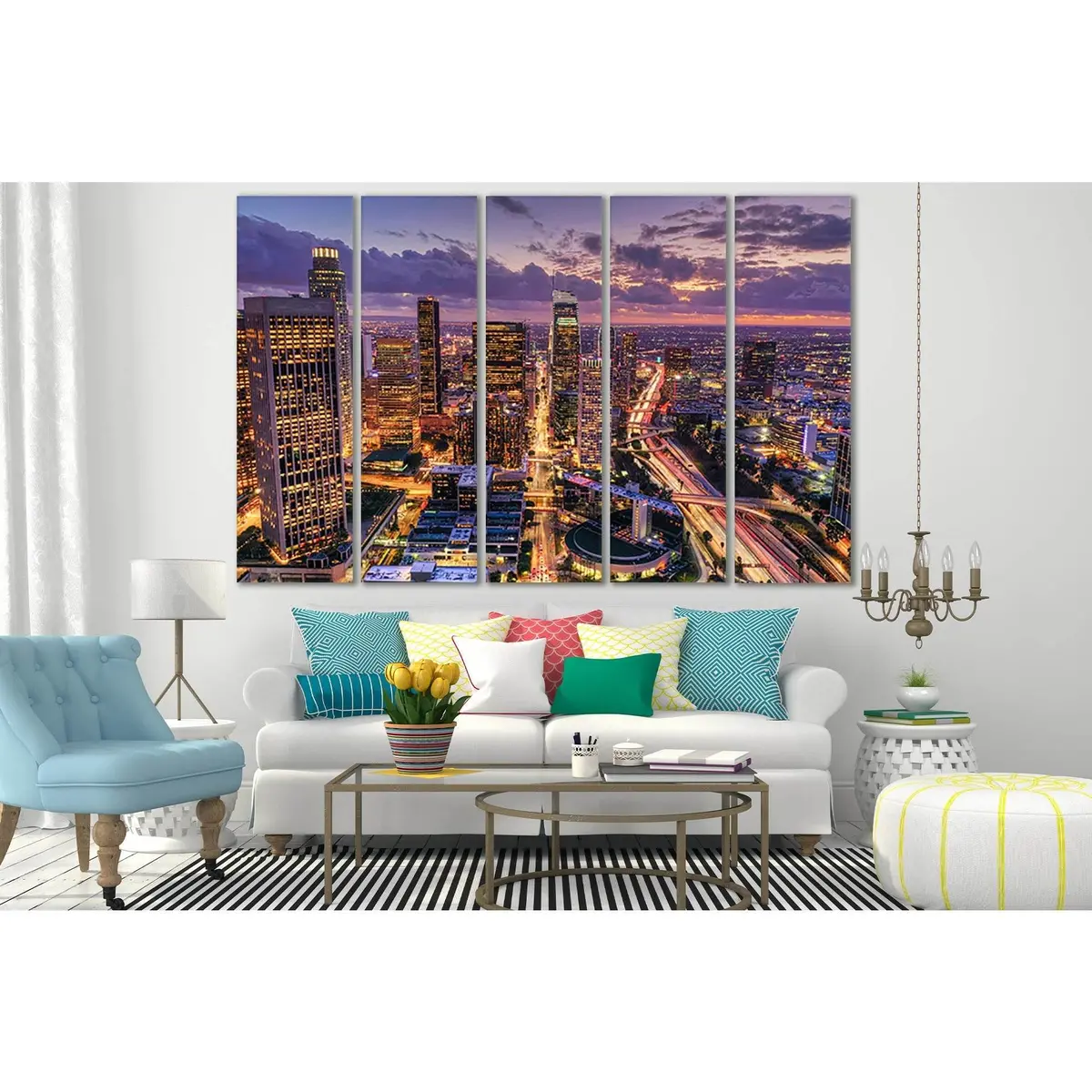 Los Angeles Night Skyline Canvas Art №SL365 – Premium Ready-to-Hang Wall Decor