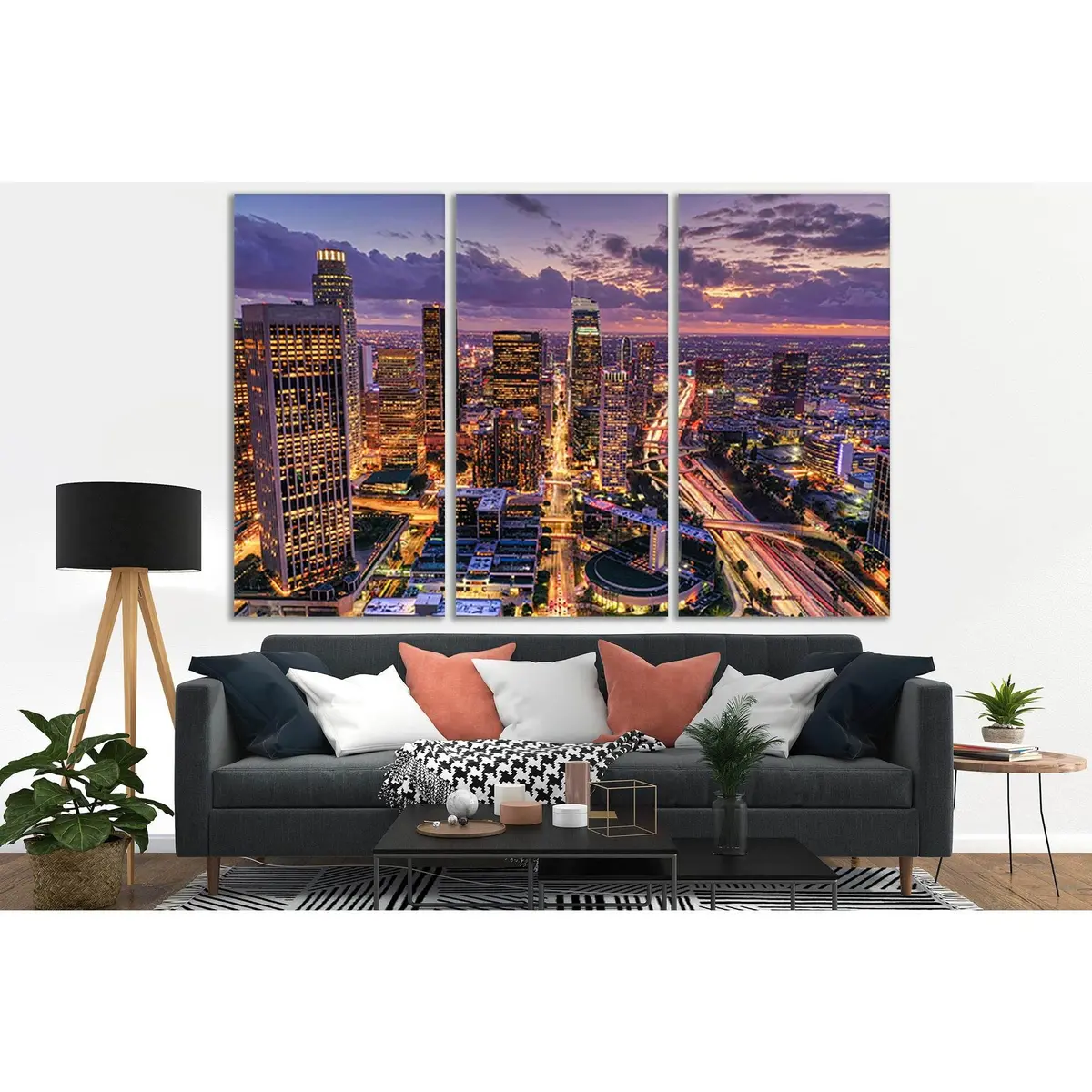 Downtown Los Angeles Skyline At Night №Sl365 Ready To Hang Canvas Print 5