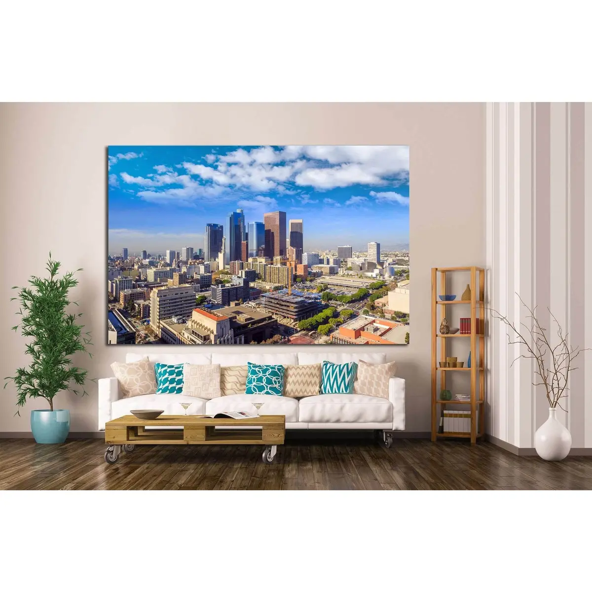 Downtown Los Angeles Skyline, California №1223 Ready To Hang Canvas Print 3